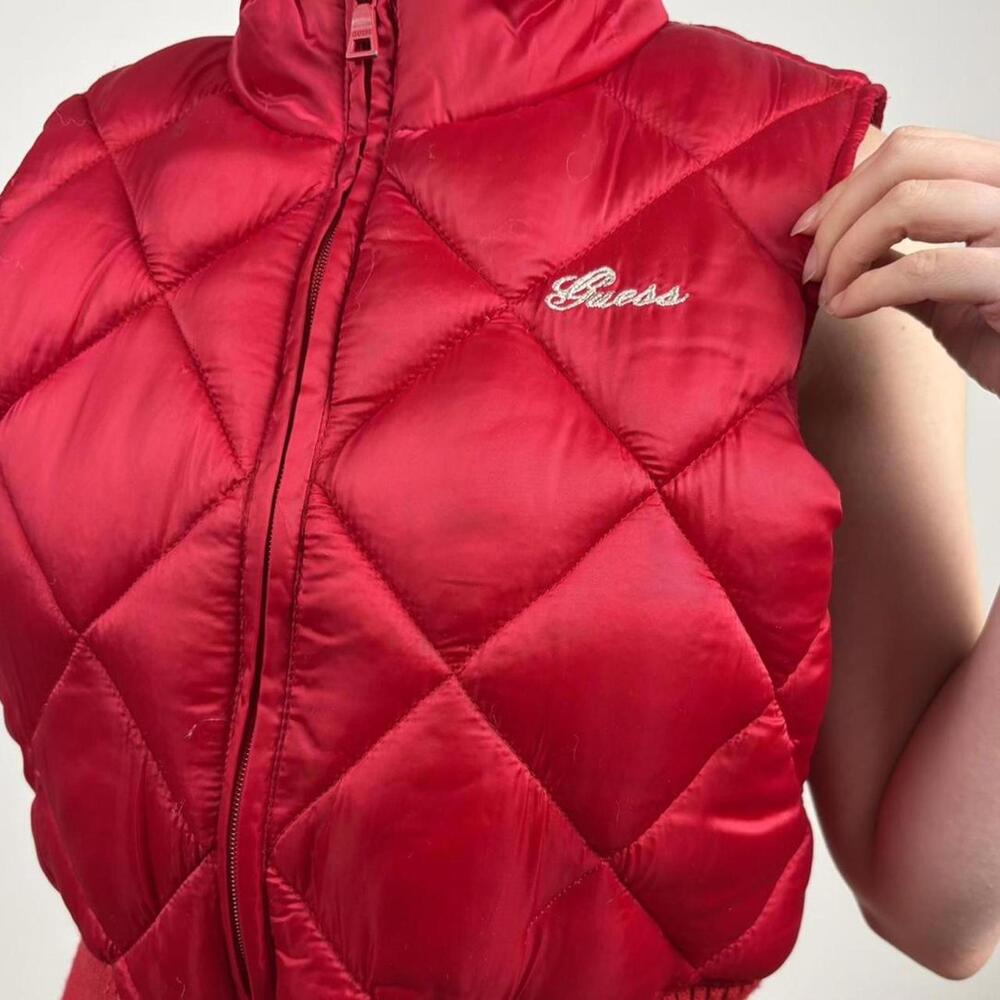 Guess Women's Red Puffer Vest - Picture 5 of 7
